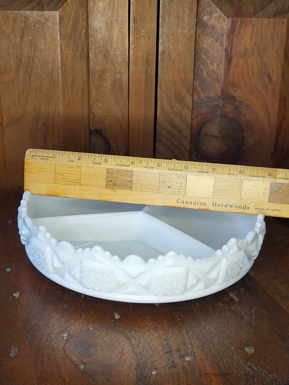 White Divided Milk Glass Serving Dish